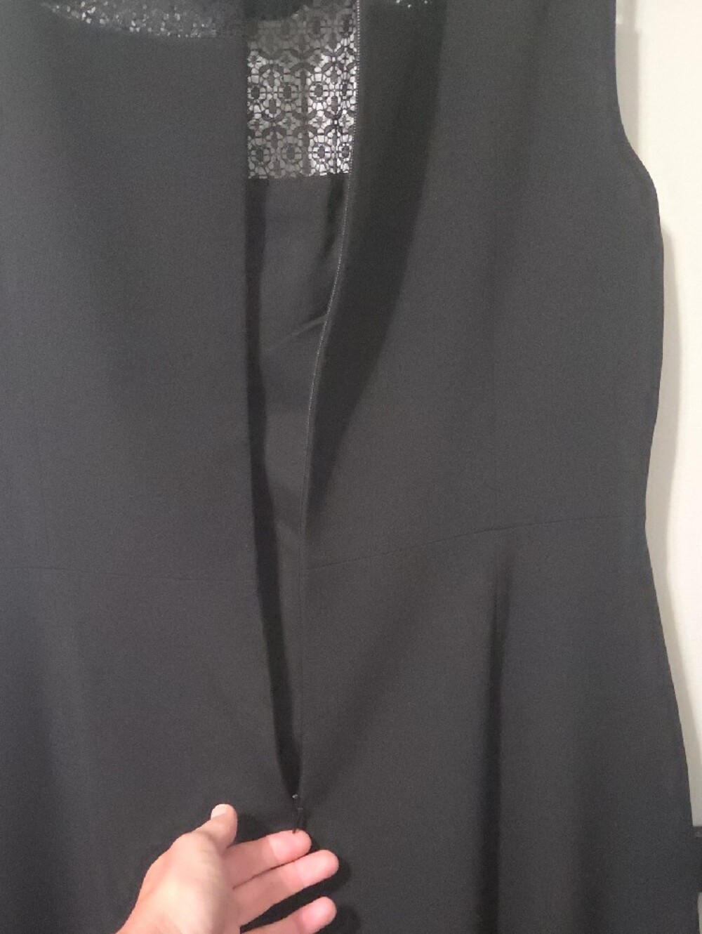 Anne Klein Black Sleeveless Lace Yoke Fit-and-Flare Mini Dress - Picture 5 of 8